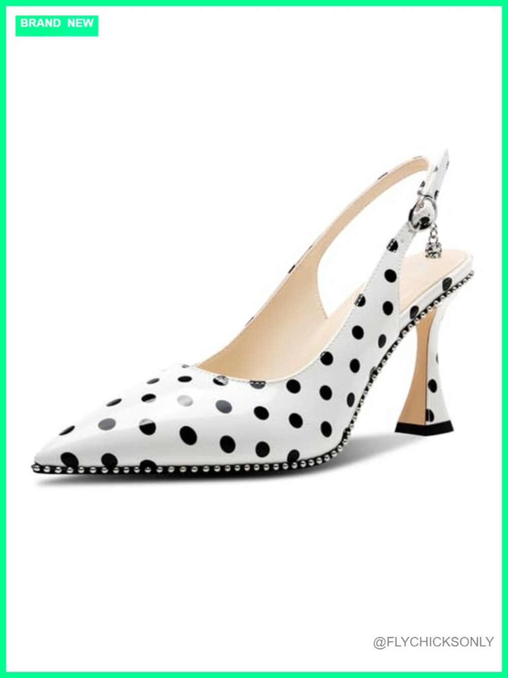 Slingback Kitten Heels Pointed Toe Beaded Faux Leather Formal Pumps